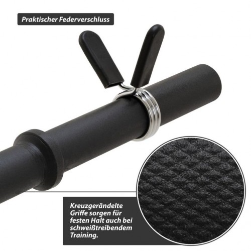 Maxxiva činková tyč 180 cm, čierna + pružinové zámky