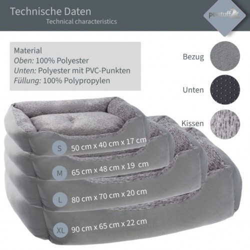 Petstuff pelech pre psa, veľkosť L, 80 x 70 x 20 cm, sivý