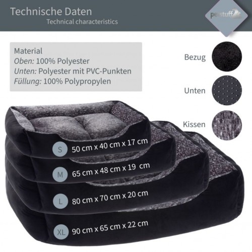 Petstuff pelech pre psa, veľkosť L, 80 x 70 x 20 cm, čierny