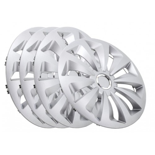 Kryty kolies 16 FOX RING, plast, strieborná, súprava 4 ks