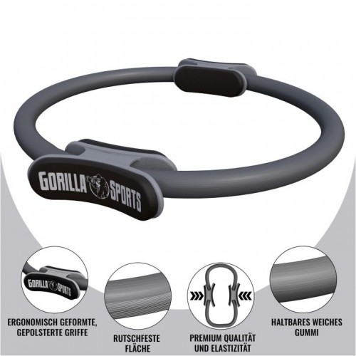 Gorilla Sports Kruh na pilates, 36 cm, sivý