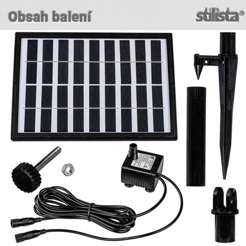 STILISTA Solárne čerpadlo 5 W, 26,5 x 45 cm, čierne