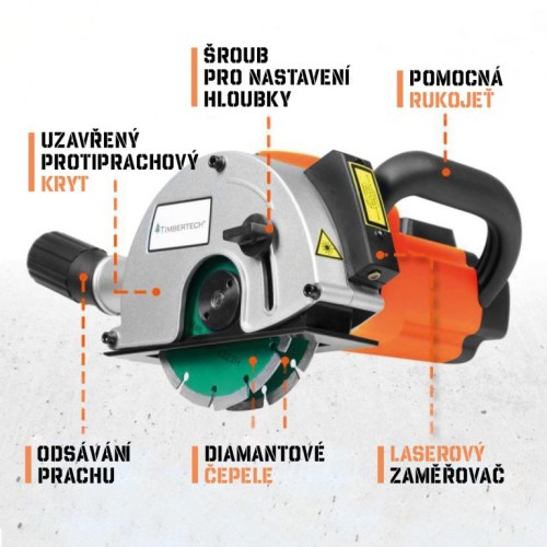 TIMBERTECH drážkovacia fréza s laserom, 1700 W