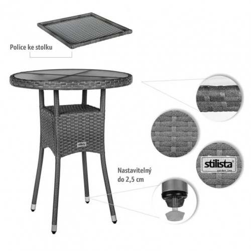 STILISTA okrúhly záhradný stolík, 60 cm, krémový