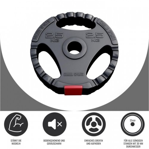 Gorilla Sports Kotúč potiahnutý plastom, výplň cement, 2,5 kg