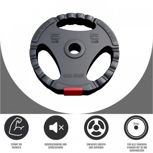 Gorilla Sports Kotúč potiahnutý plastom, výplň cement, 5 kg