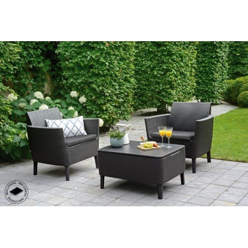 Záhradný polyratanový set SALEMO balcony - grafit