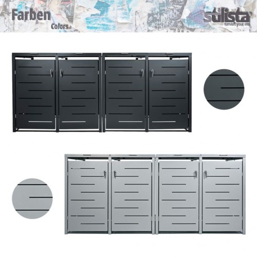 STILISTA skriňa na 4 popolnice 260 x 80 x 116 cm, antracit