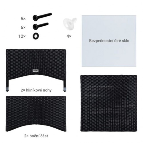 STILISTA odkladací stolík polyratan, 50 x 50 cm, krémový