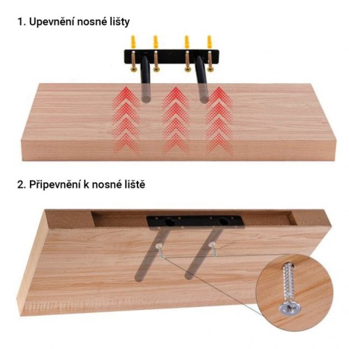 Stilista nástenná polica, sada 2 kusov, 50 cm, biela