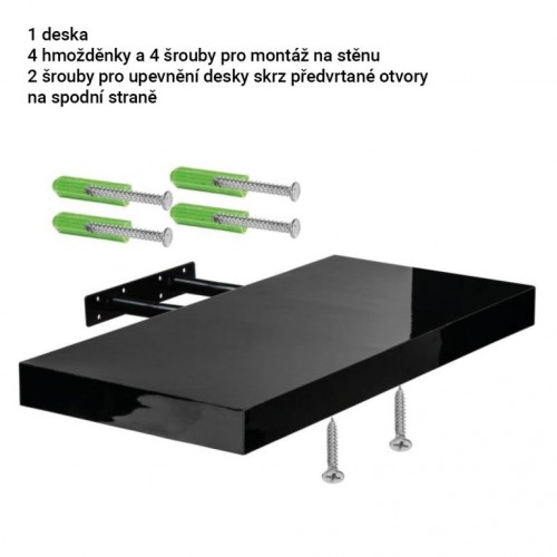 Stilista nástenná polica, sada 2 kusov, 30 cm, biely lesk