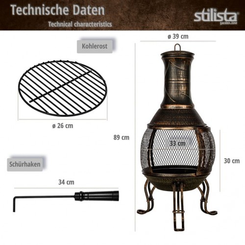 STILISTA terasový krb, 89 cm, bronzový