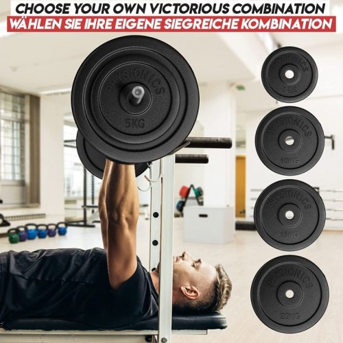 PHYSIONICS súprava činkových kotúčov 6 x 5 kg, liatina, 31 m