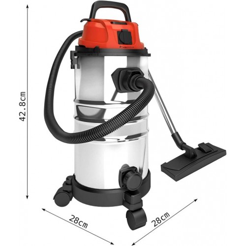 TIMBERTECH Priemyselný vysávač 1300 W, 30 litrov, červený