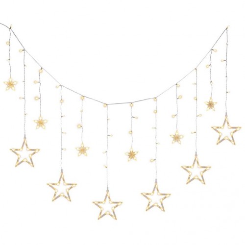 NEXOS Vianočná reťaz - hviezdy, 1,65 m, 138 LED, teplá biela