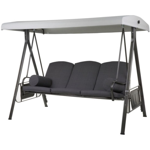 Hojdačka na záhradu pre 3 osoby, nastaviteľná, antracit