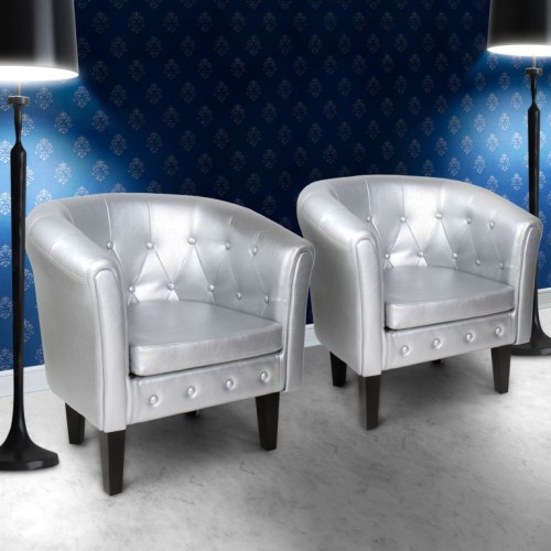 MIADOMODO Sada kresiel Chesterfield, 58x71x70 cm, strieborná