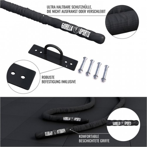 Gorilla Sports Posilňovacie lano s držiakom, 12 m x 5 cm