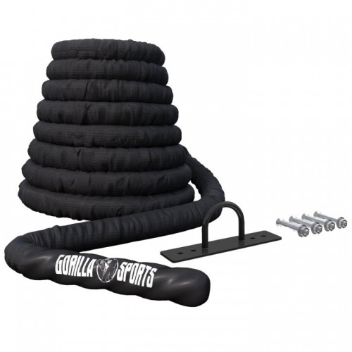 Gorilla Sports Posilňovacie lano s držiakom, 9 m x 5 cm