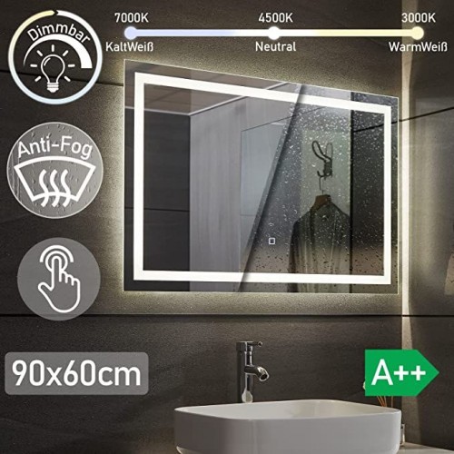 AQUAMARIN kúpeľňové zrkadlo s LED osvetlením, 90 x 60 cm AQUAMARIN kúpeľňové zrkadlo s LED osvetlením, 90 x 60 cm