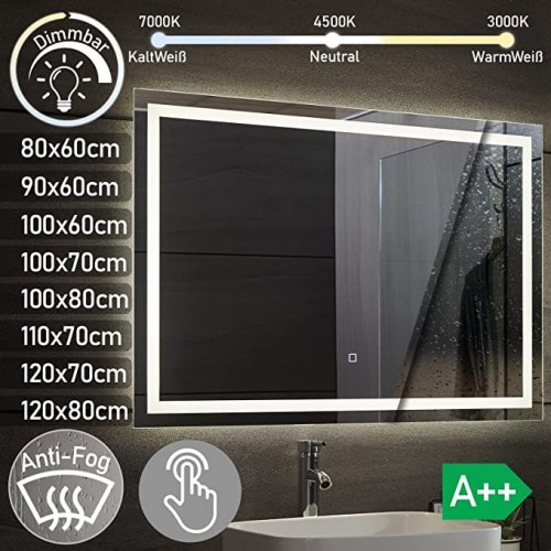 AQUAMARIN kúpeľňové zrkadlo s LED osvetlením, 90 x 60 cm AQUAMARIN kúpeľňové zrkadlo s LED osvetlením, 90 x 60 cm