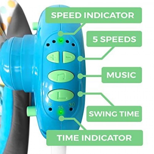 Hojdacie ležadlo s hudobnou funkciou, skladacie, modré