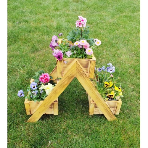 Drevený stojan na kvety 68 × 56 × 24 cm, 3 kvetináče