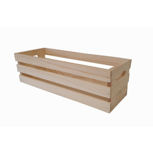 Prírodný drevený box na truhlíky 40x16x12,5 cm borovica