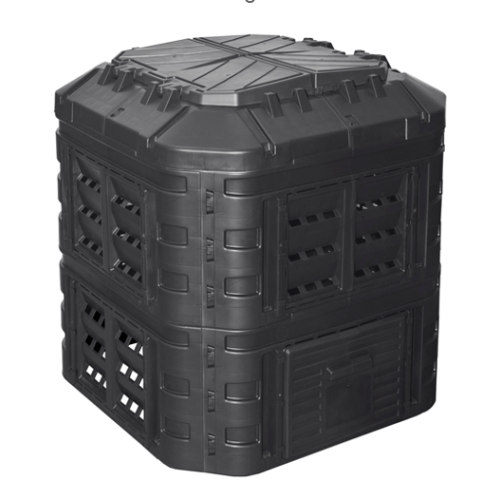 Záhradný plastový kompostér, 600 l, čierny