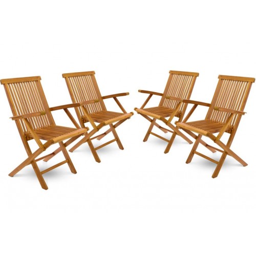 Sada DIVERO skladacia stolička z teakového dreva - 4 ks