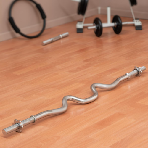 MAXXIVA Zakrivená obojručná EZ tyč, 120 cm, strieborná MAXXIVA Zakrivená obojručná EZ tyč, 120 cm, strieborná