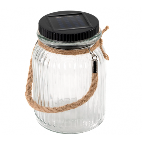 Záhradné solárne sklenice s vešákom, 3 LED, biele