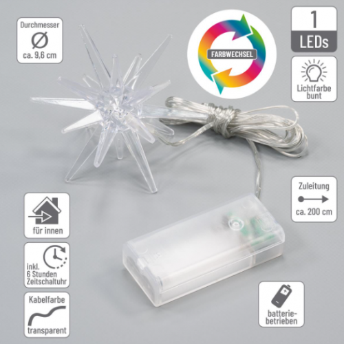 Súprava 3 LED hviezdicových svetiel s časovačom