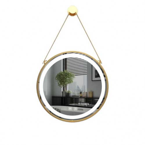 IREDA Kúpeľňové LED zrkadlo s osvetlením, zlatý rám, 60 cm