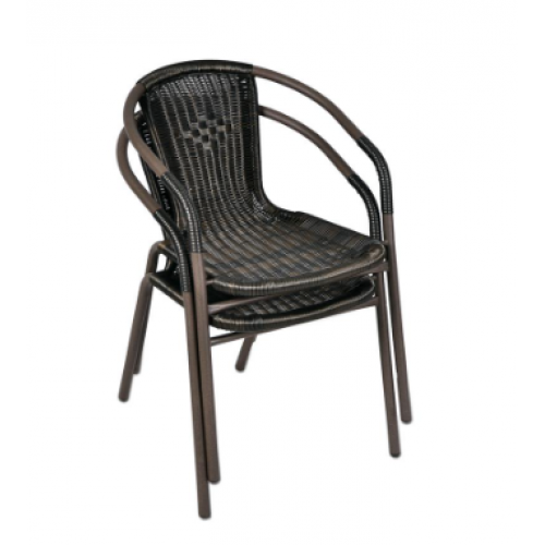 Záhradná ratanová stolička Bistro - čierna s hnedou štruktúrou