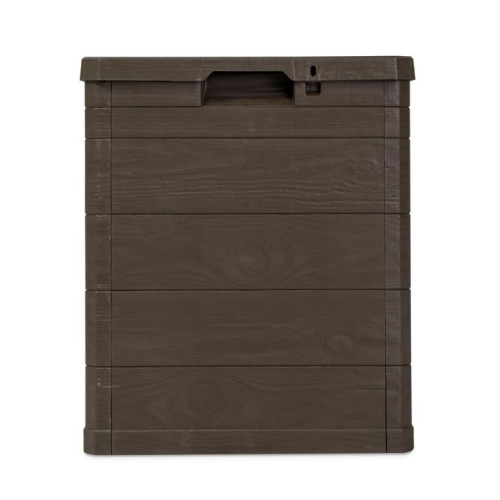 Záhradný plastový úložný box 90 l hnedý imitácia dreva