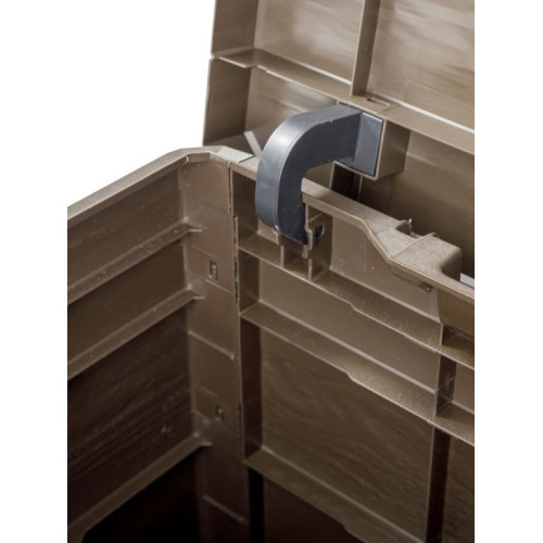 Záhradný plastový úložný box 90 l hnedý imitácia dreva