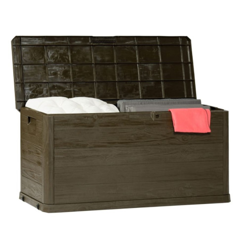 Záhradný plastový úložný box 280 l, imitácia dreva, hnedý