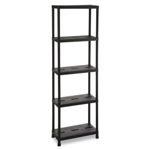 Plastový regál 180x60x30 cm, 5 políc, čierny, recyklovaný