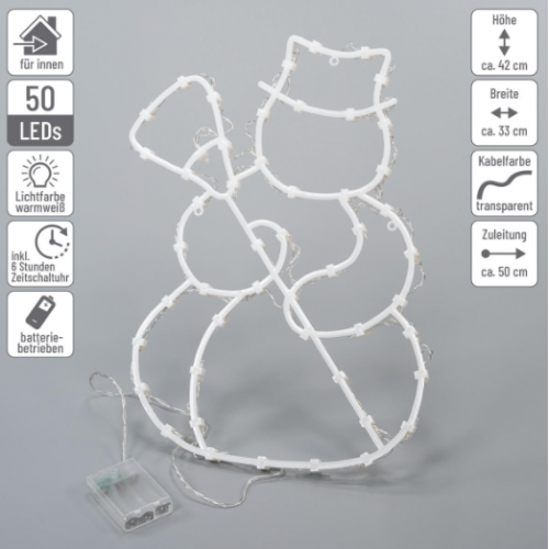 Vianočná dekorácia na okno - 50 LED, snehuliak