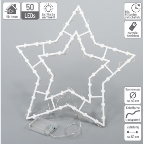 Vianočná dekorácia na okno - 50 LED, hviezda