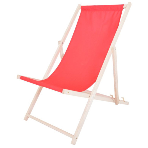 Polohovateľné záhradné lehátko z bukového dreva, červené