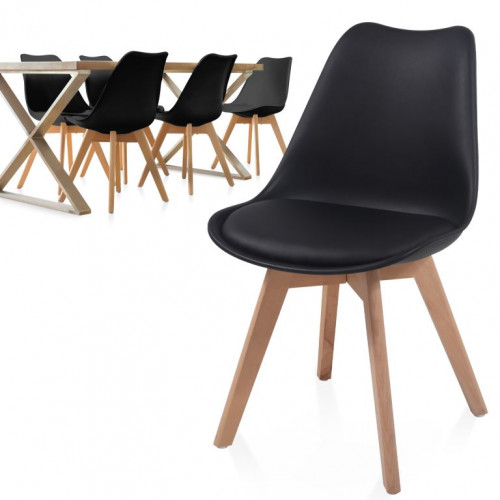 MIADOMODO Sada jedálnych stoličiek, čierna, 6 kusov