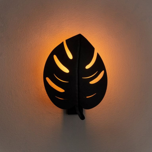 Elegantná nástenná lampa list, 21 x 12 cm, čierna