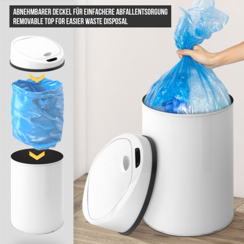 Bezdotykový odpadkový kôš so senzorom, 50 l, biely Bezdotykový odpadkový kôš so senzorom, 50 l, biely