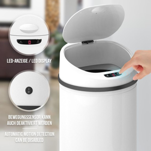 Bezdotykový odpadkový kôš so senzorom, 50 l, biely Bezdotykový odpadkový kôš so senzorom, 50 l, biely