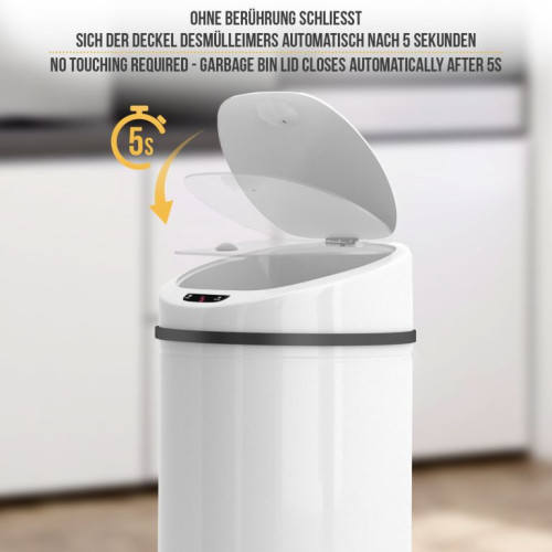 Bezdotykový odpadkový kôš so senzorom, 50 l, biely Bezdotykový odpadkový kôš so senzorom, 50 l, biely