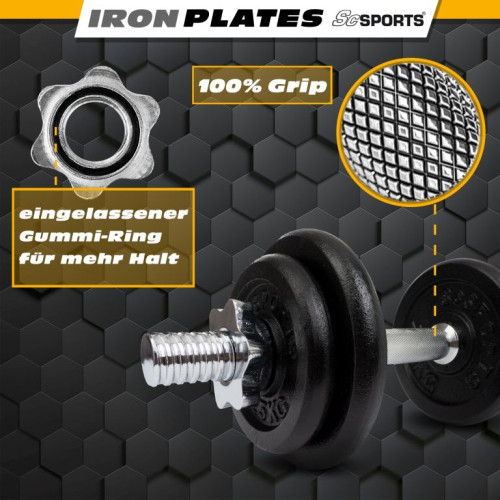 ScSPORTS Činkový set 20 kg, liatinové závažie, 30/31 mm os ScSPORTS Činkový set 20 kg, liatinové závažie, 30/31 mm os