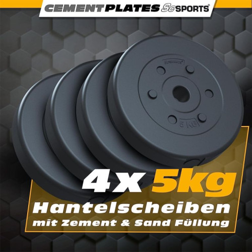 Súprava 20 kg závažia 4x5 kg plastové, otvor 30/31 mm Súprava 20 kg závažia 4x5 kg plastové, otvor 30/31 mm