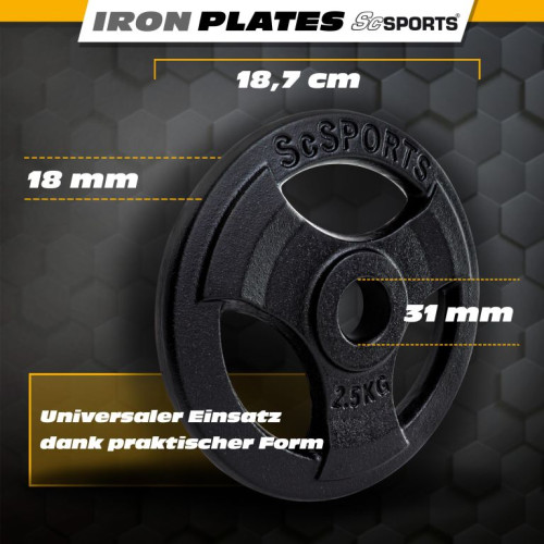 ScSPORTS Sada liatinových kotúčov 4x2,5 kg, priemer 30/31 mm